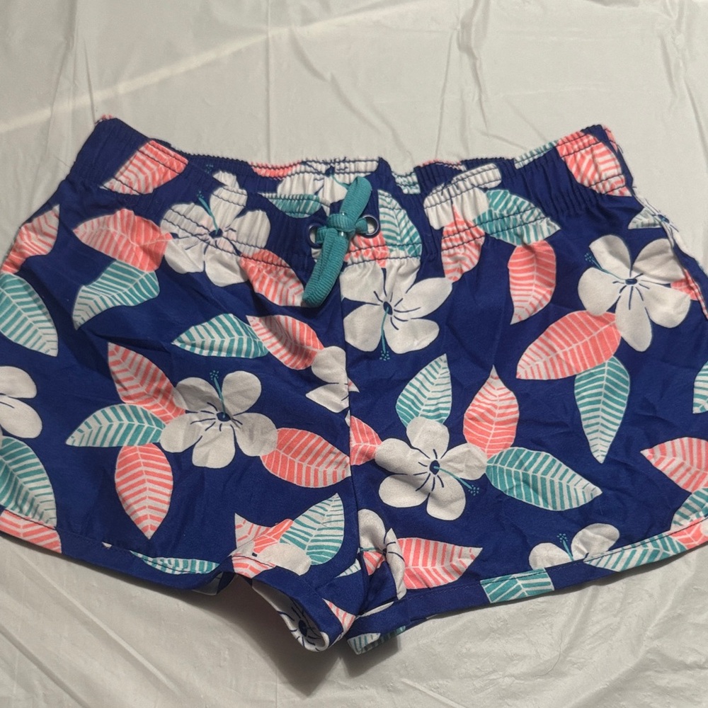 Gymboree Blue Floral Kids Shorts medium 7/8